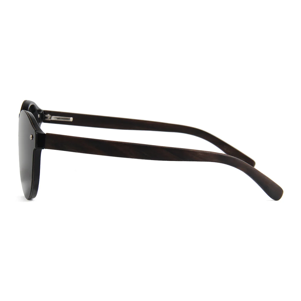 Stylish Black Acetate And Wood Sunglasses