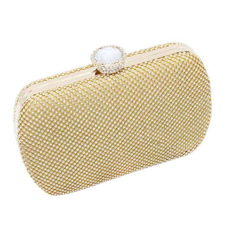 Elegant Pearl-Embellished Clutch