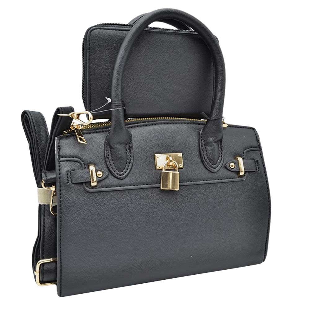 Elegant Black Faux Leather Handbag