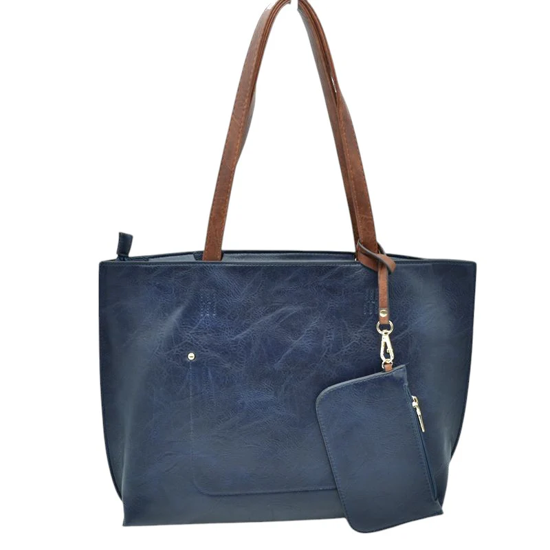 Elegant Black Faux Leather Tote Bag