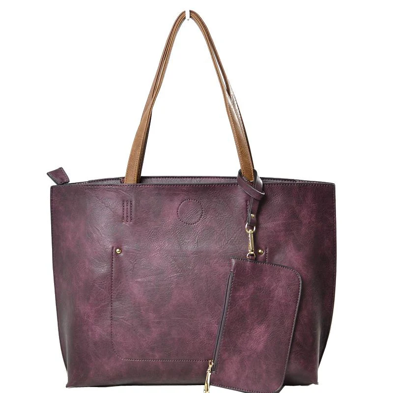Elegant Black Faux Leather Tote Bag