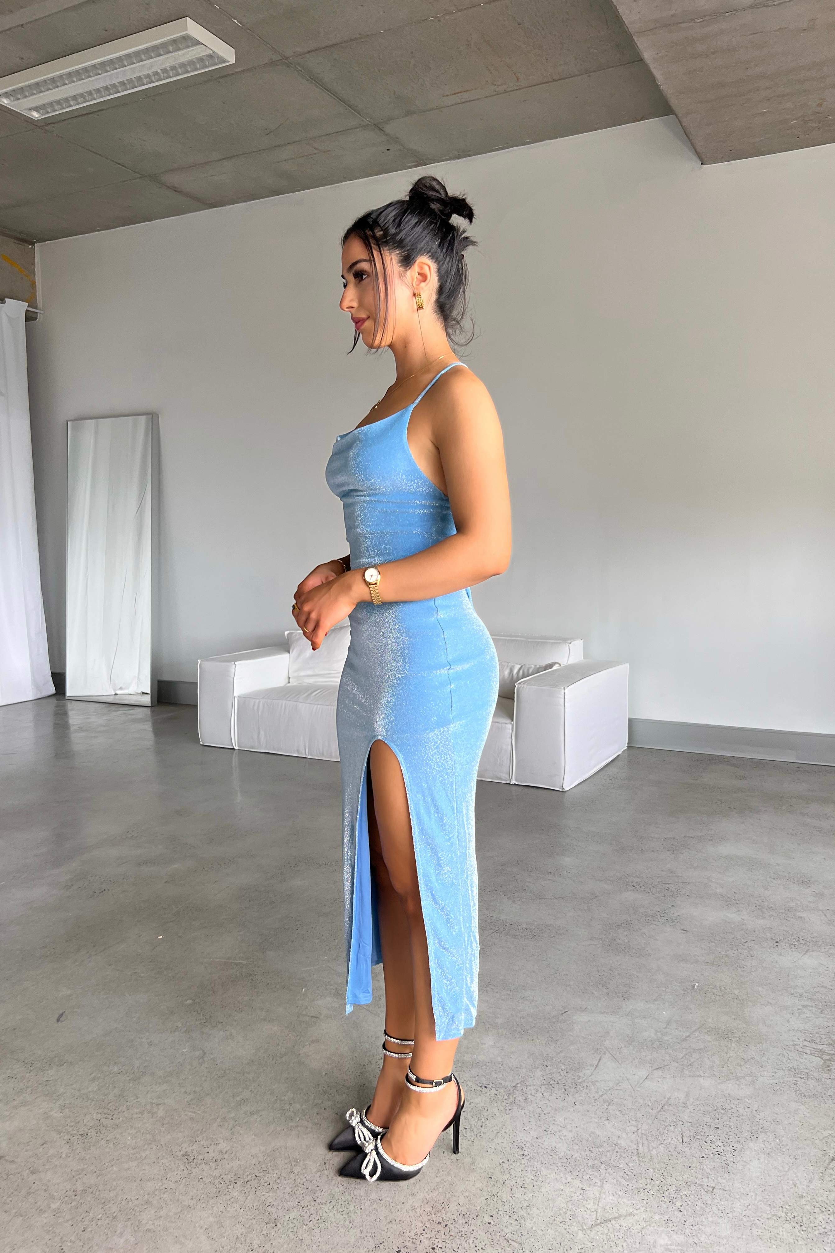Elegant Sky Blue Evening Dress