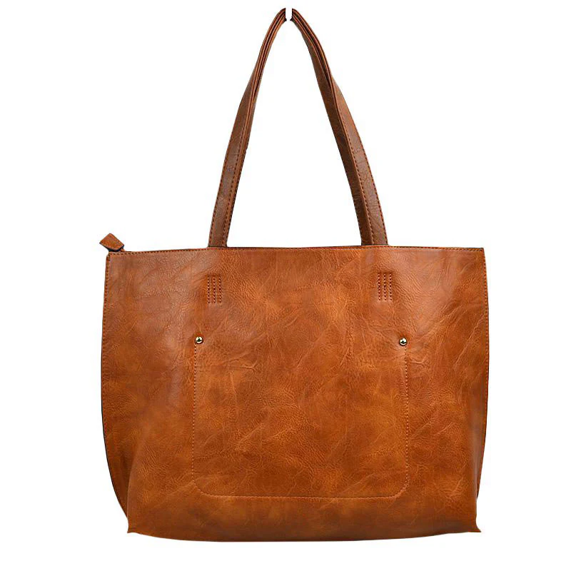 Elegant Black Faux Leather Tote Bag