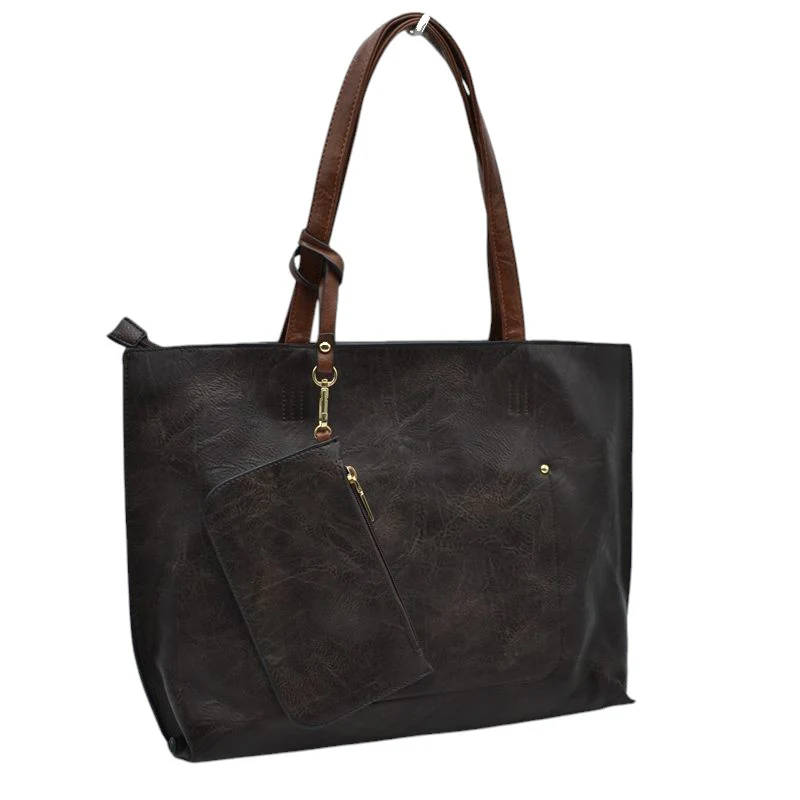 Elegant Black Faux Leather Tote Bag