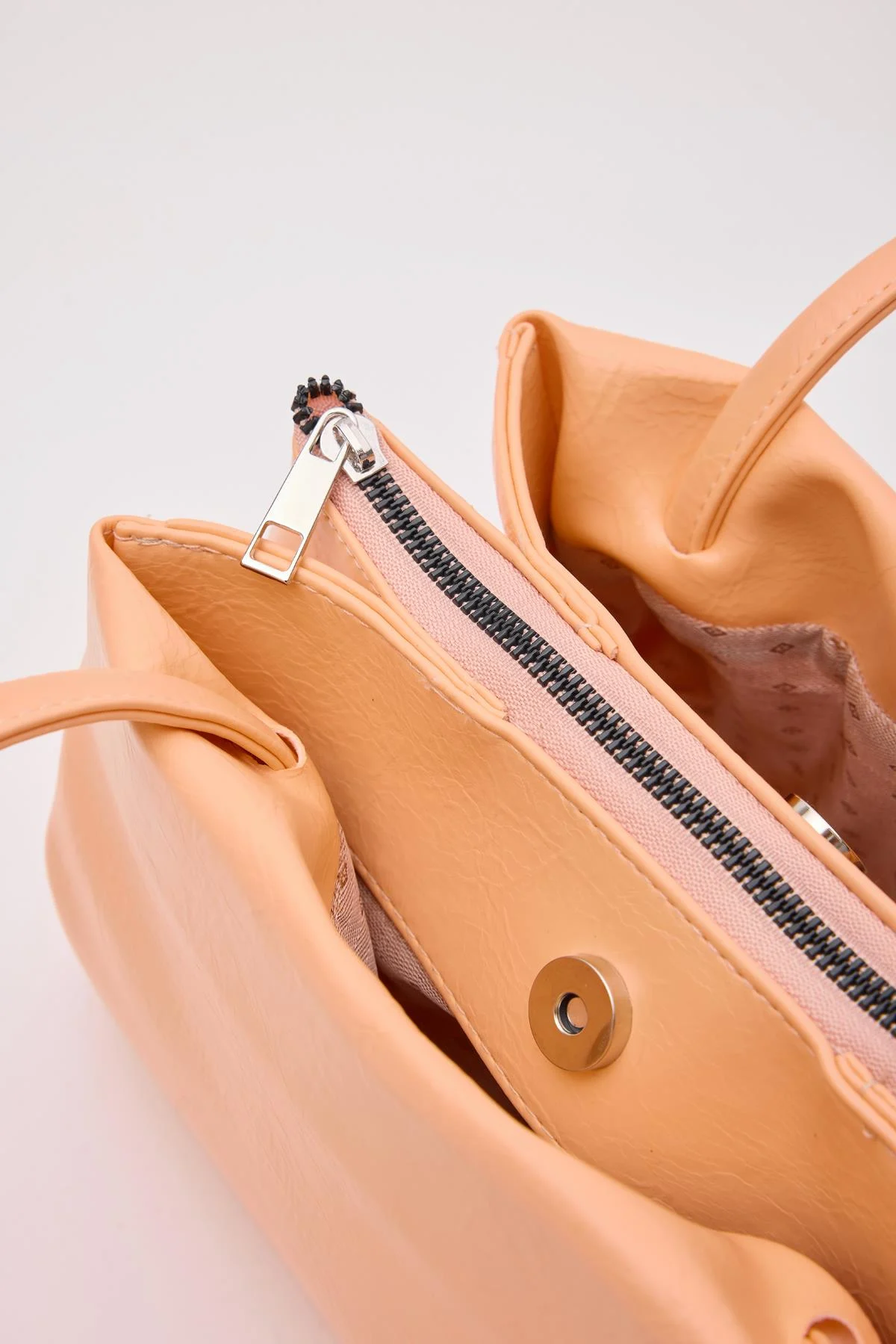 Chic Peach Faux Leather Shoulder Bag