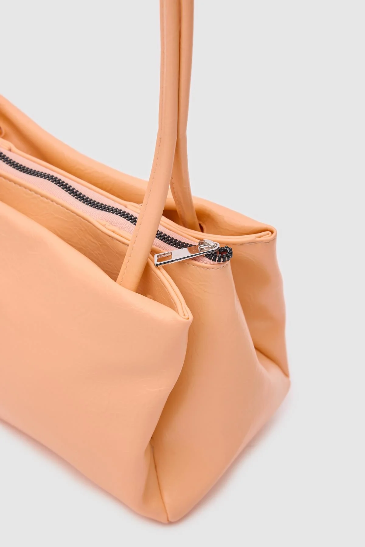Chic Peach Faux Leather Shoulder Bag
