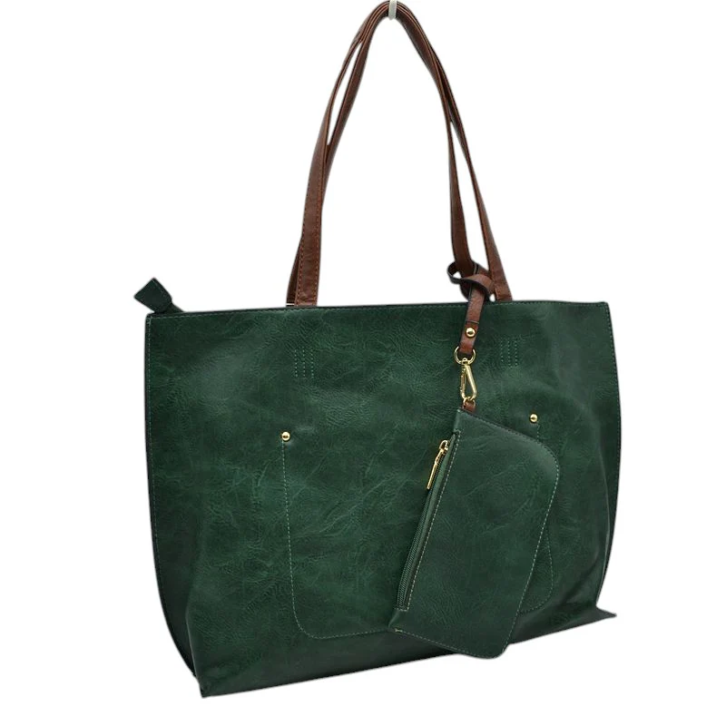 Elegant Black Faux Leather Tote Bag