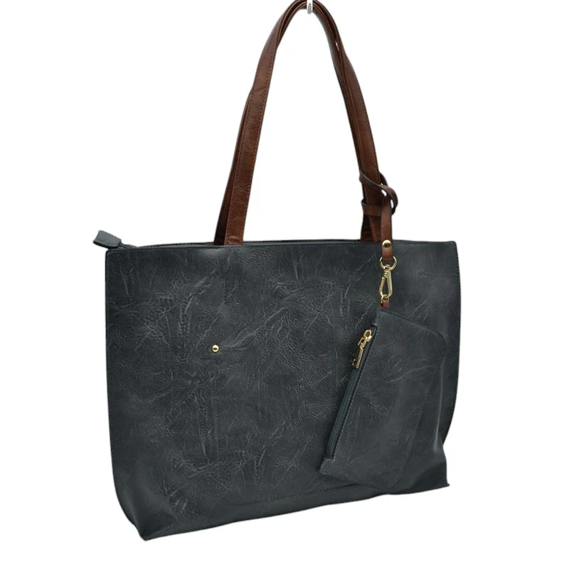 Elegant Black Faux Leather Tote Bag