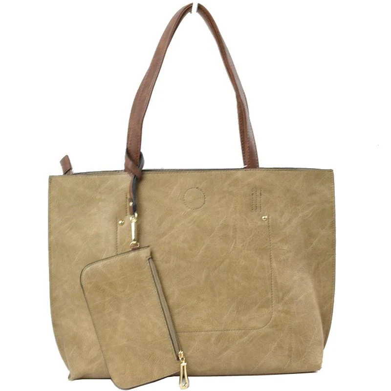 Elegant Black Faux Leather Tote Bag