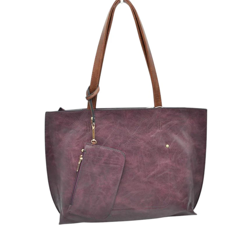 Elegant Black Faux Leather Tote Bag