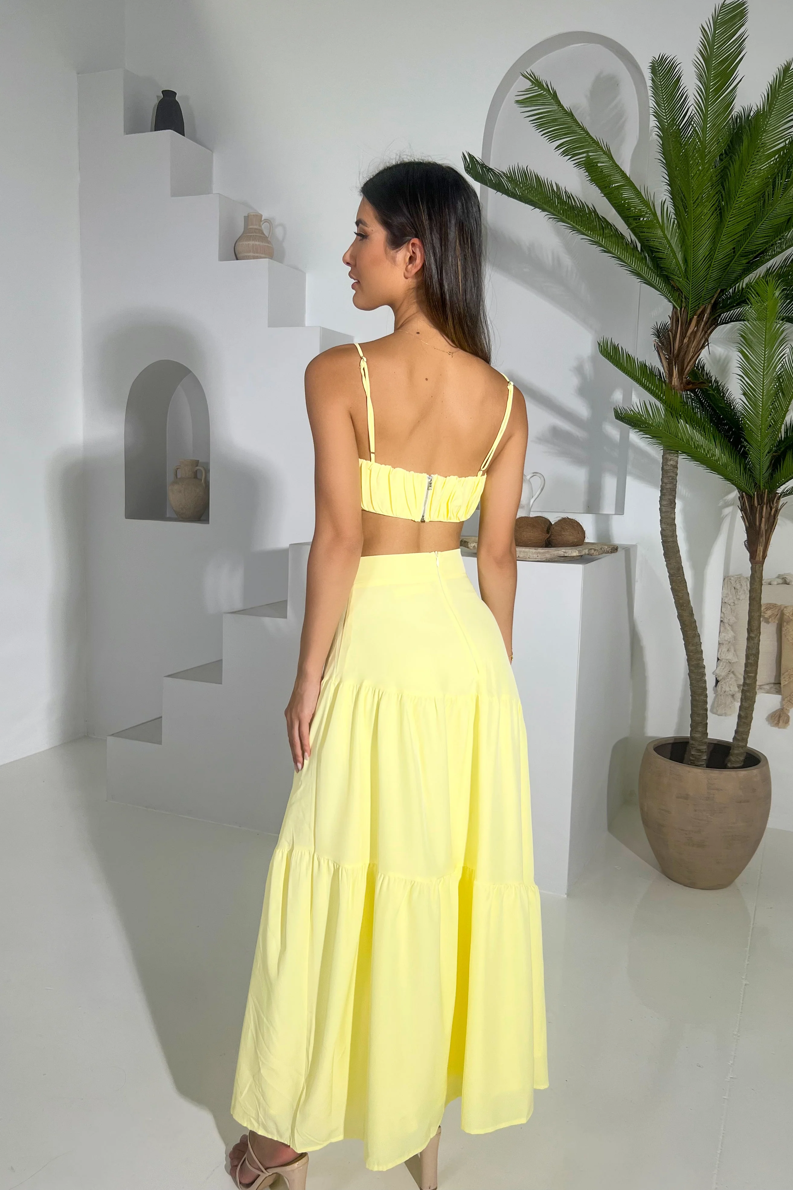 Elegant Yellow Two-Piece Summer Dress