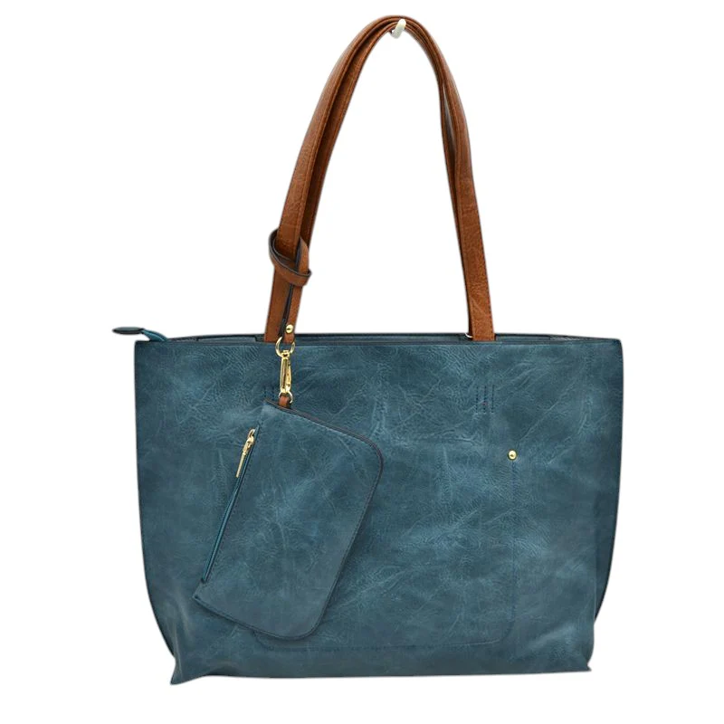 Elegant Black Faux Leather Tote Bag