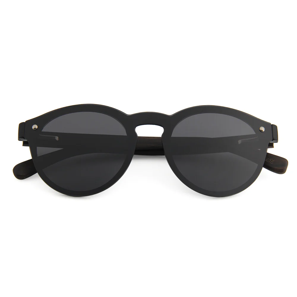Stylish Black Acetate And Wood Sunglasses