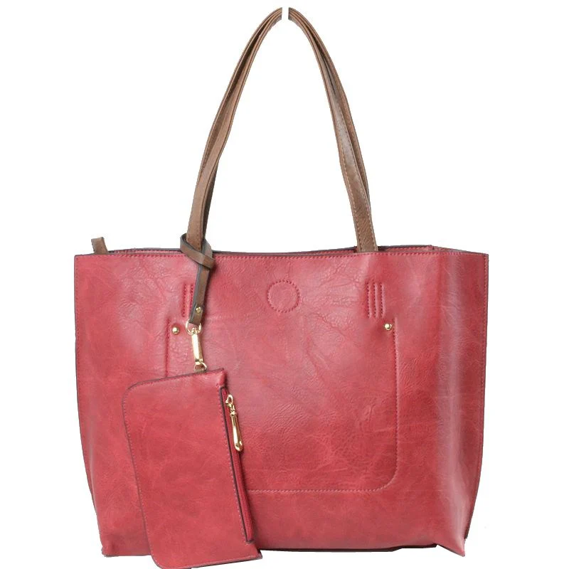 Elegant Black Faux Leather Tote Bag