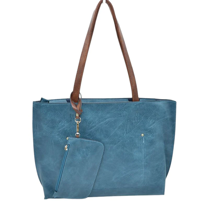 Elegant Black Faux Leather Tote Bag