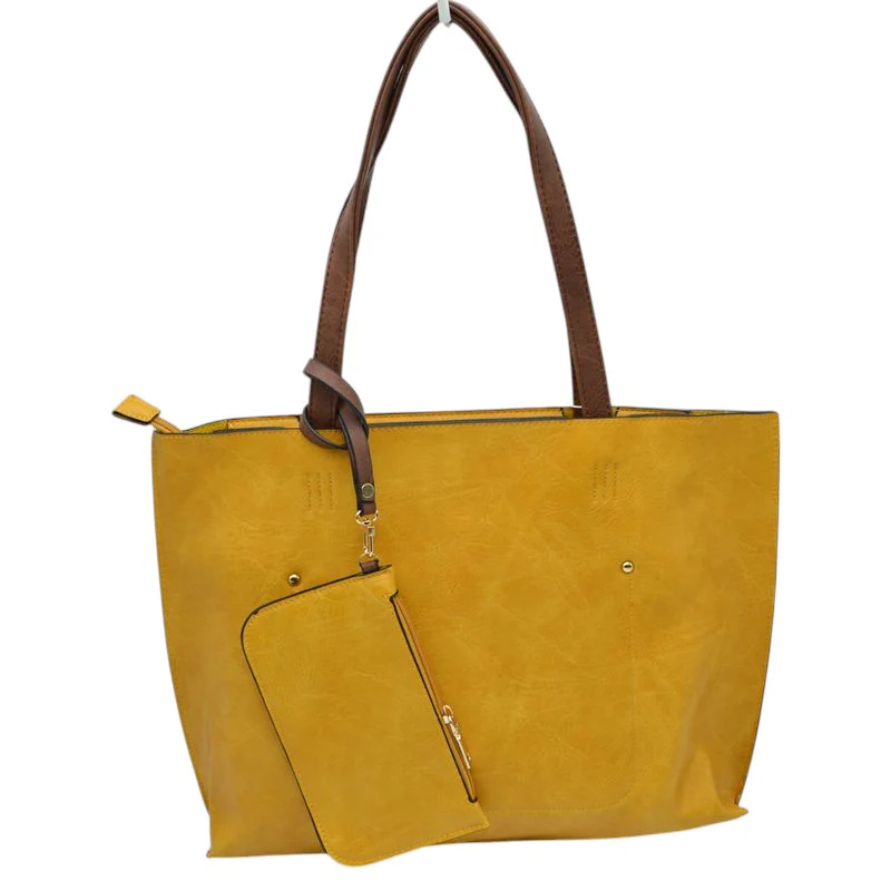 Elegant Black Faux Leather Tote Bag