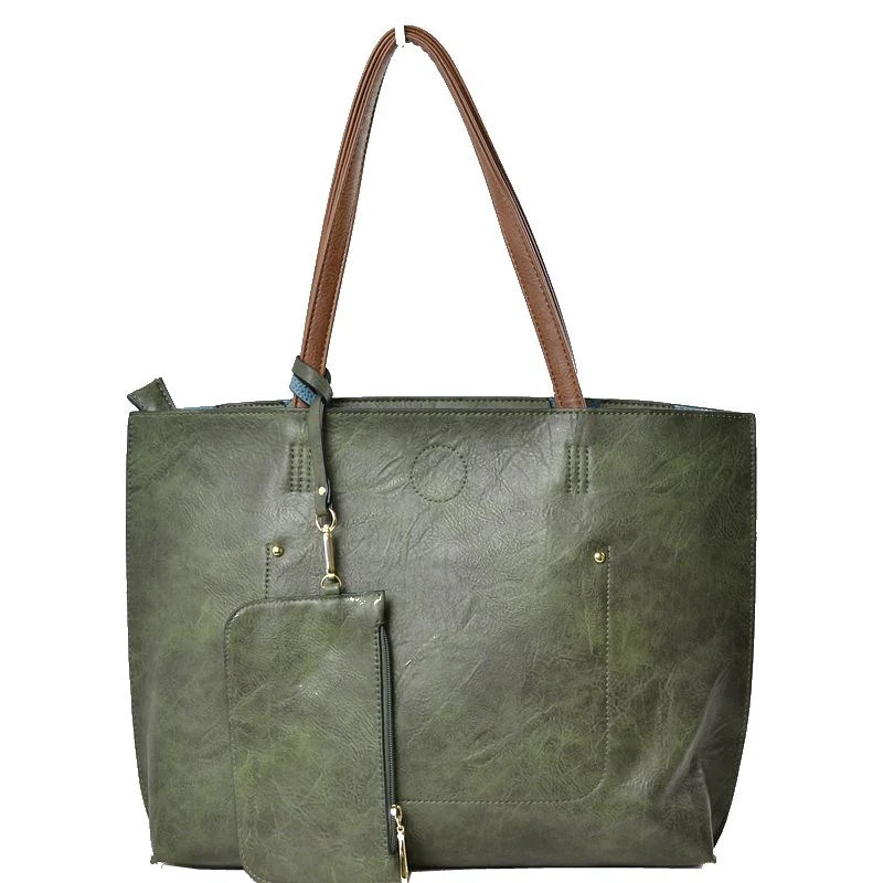 Elegant Black Faux Leather Tote Bag
